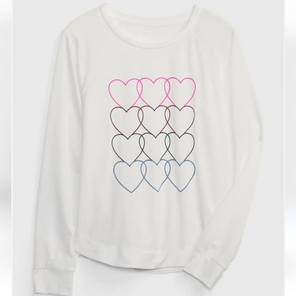 New Gap Kids Raglan Graphic Tee Shirt Long Sleeve Tee Hearts Size XXL 14 - Picture 1 of 9
